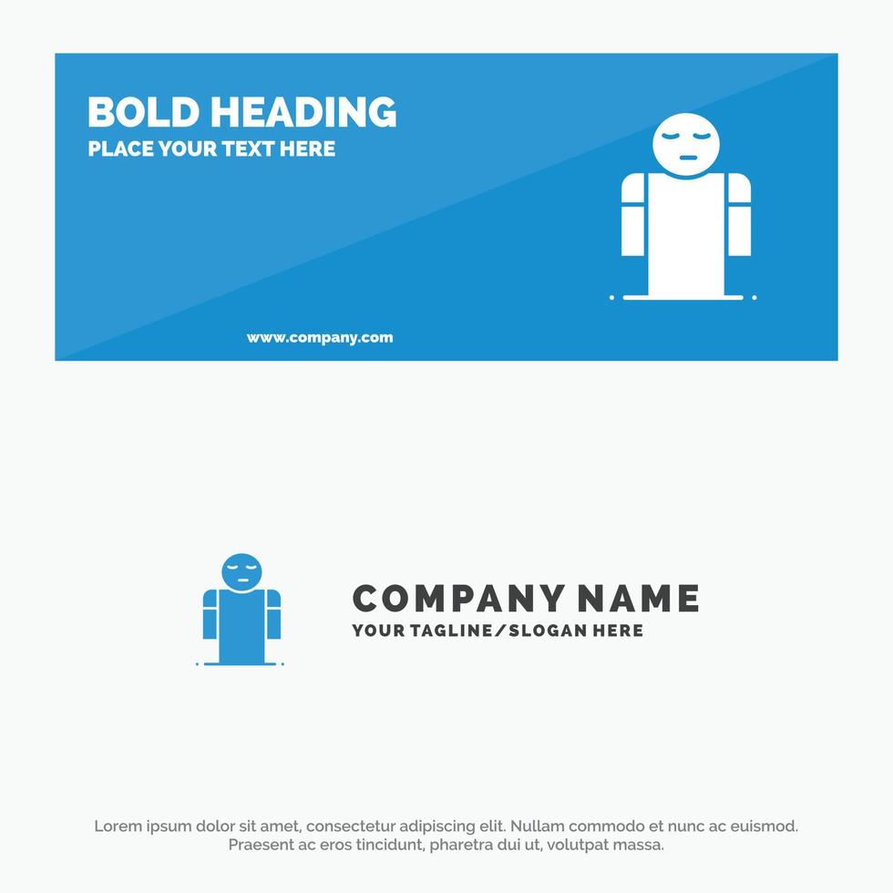 Arms Hands Open Person SOlid Icon Website Banner and Business Logo Template vector