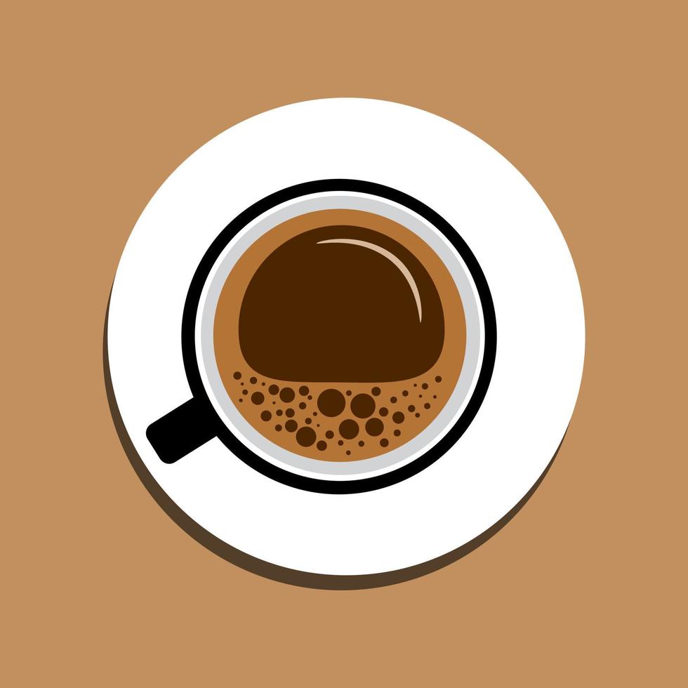 Vector cup of coffee with foam on a white saucer on a brown background top  view. Minimal design flat style illustration 13548012 Vector Art at Vecteezy