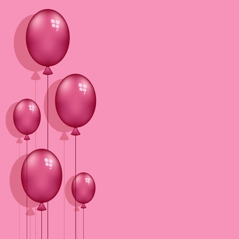 globos de aire rosa para celebraciones. globos ovalados de gel rojo para diseñar pancartas e invitaciones vector