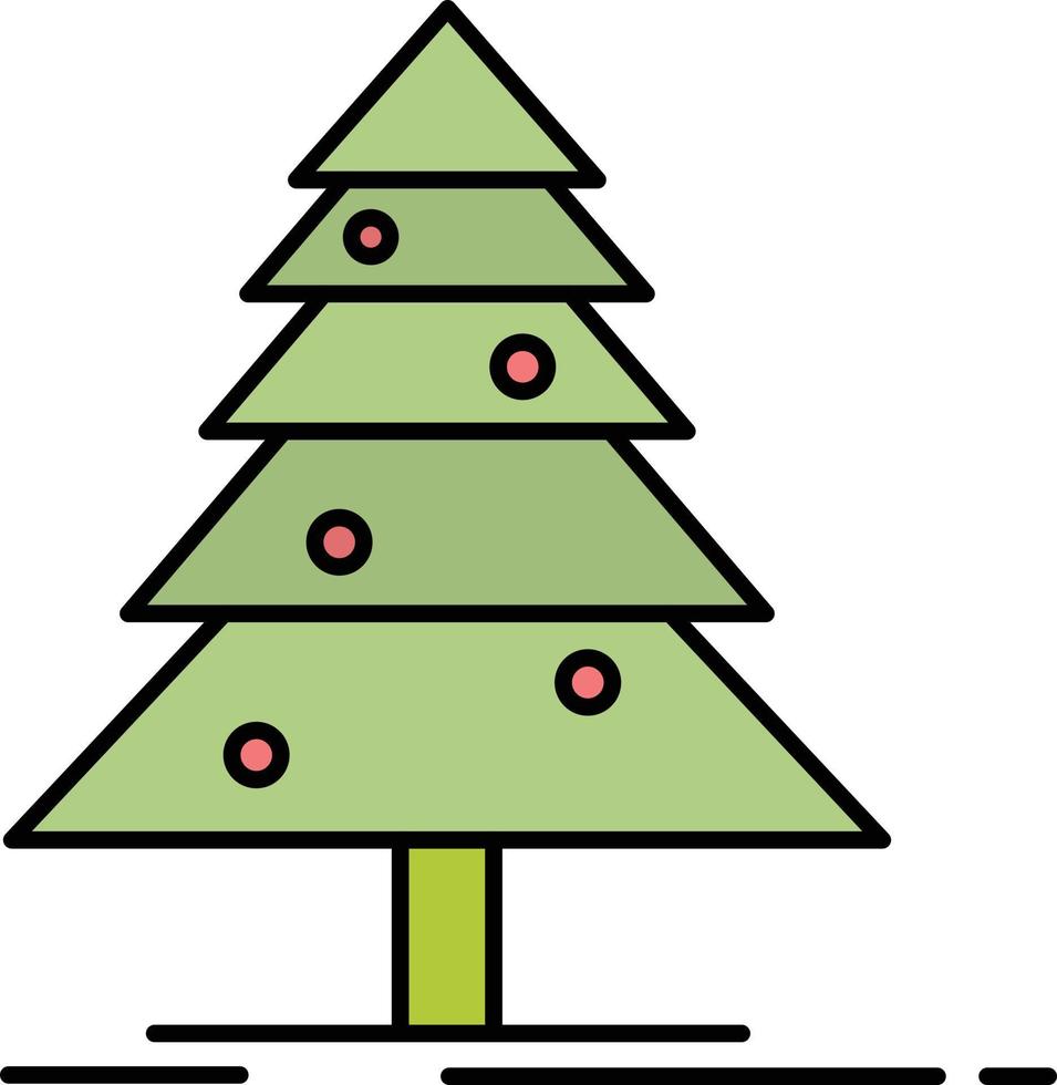 Tree Forest Christmas XMas  Flat Color Icon Vector icon banner Template