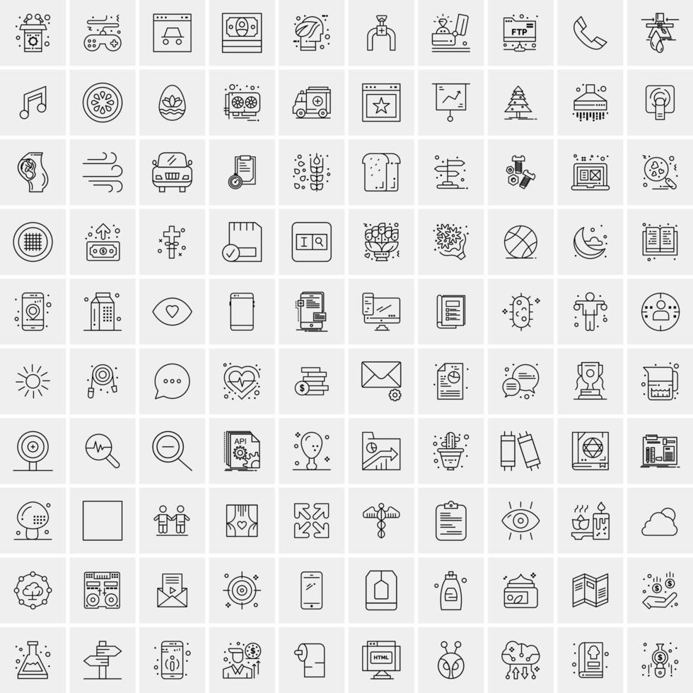 conjunto de 100 iconos de línea de negocios creativos vector