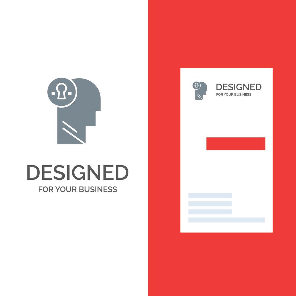 Business Head Idea Mind Think Grey Logo Design and Business Card Template vector