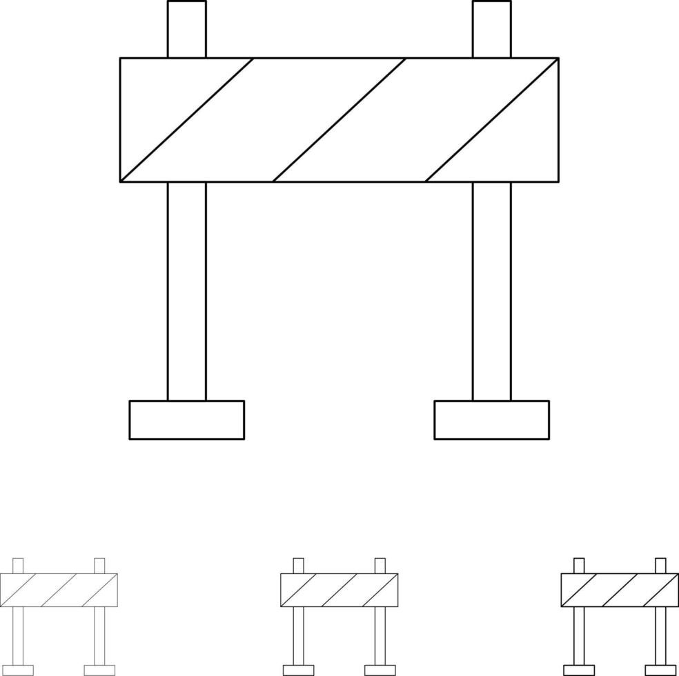 Barricade Barrier Construction Bold and thin black line icon set vector