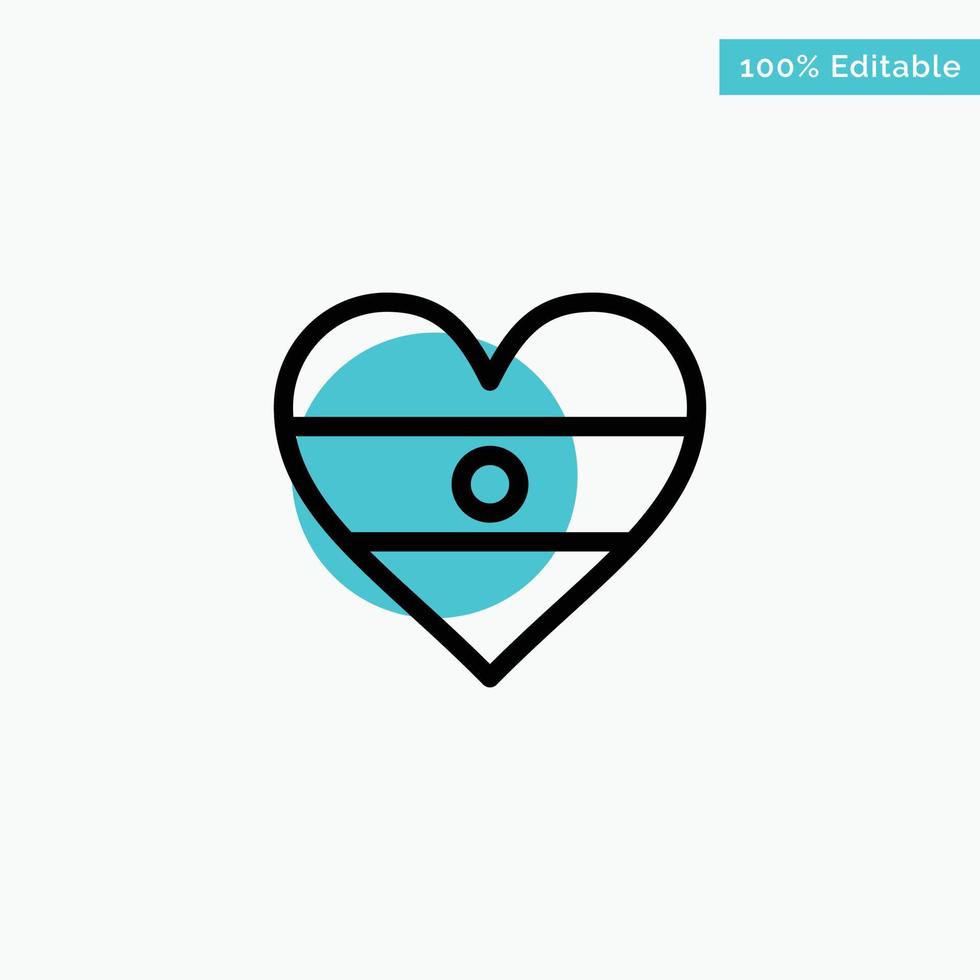 Indian Flag Heart Heart flag turquoise highlight circle point Vector icon