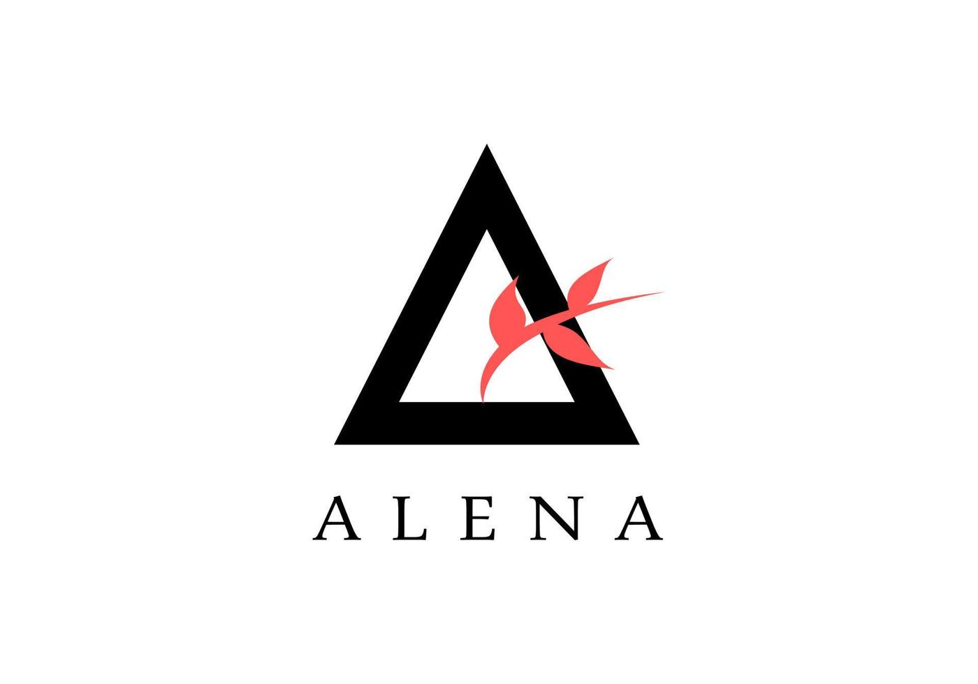 Triangular logo, and pink leaves. vector