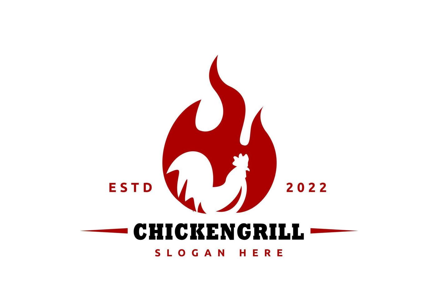 ilustración de pollo y fuego, adecuada para restaurante, cafetería y otros logos. vector