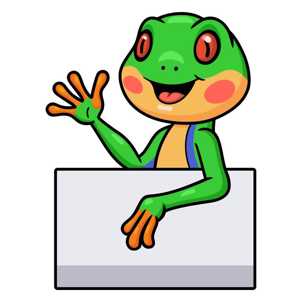 Cute little frog cartoon with blank sign vector