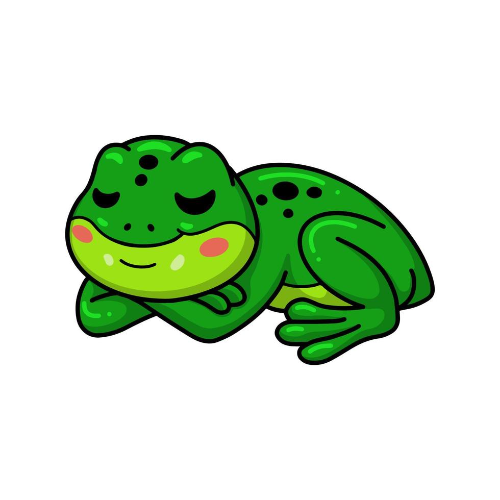 Cute little frog cartoon sleeping vector