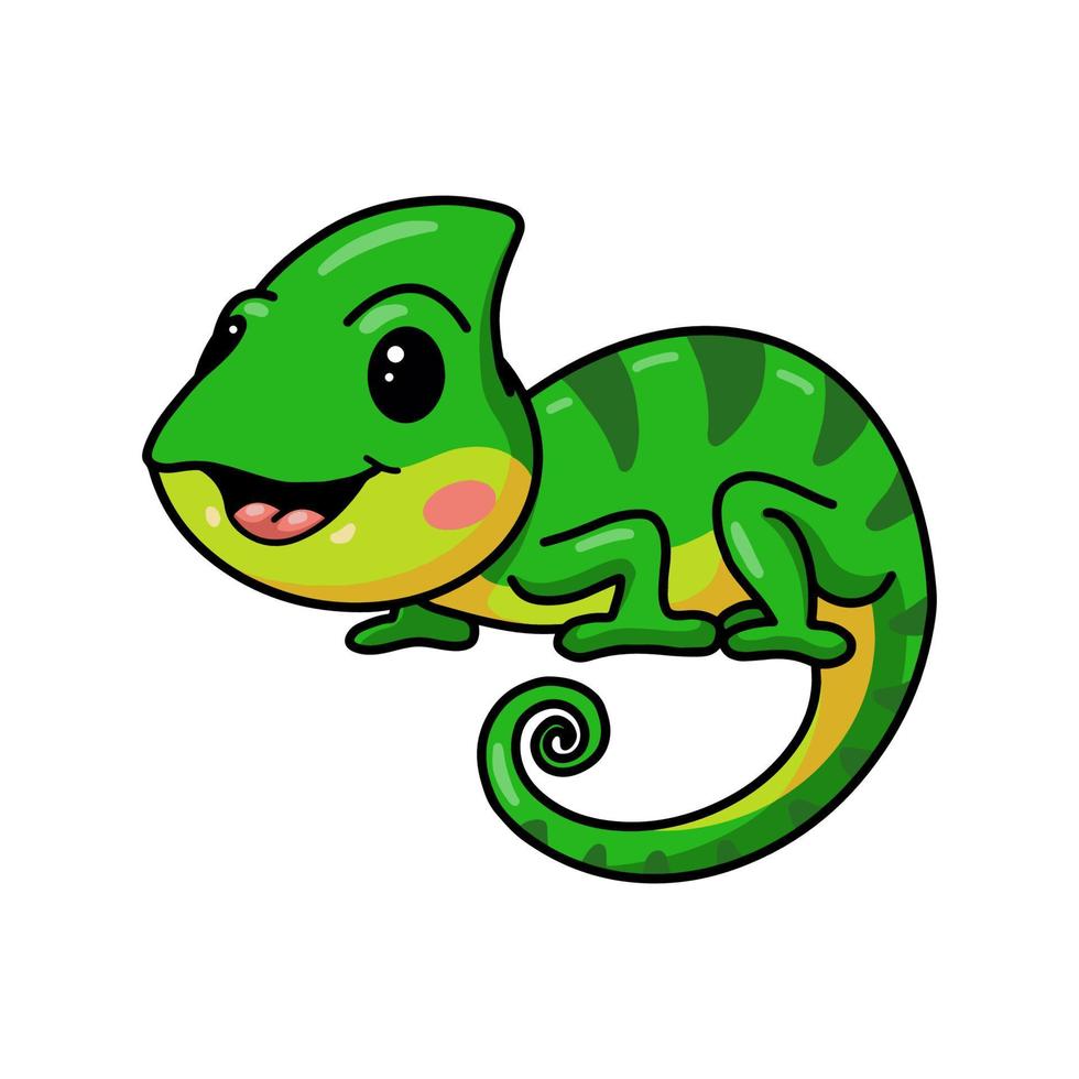 Cute little chameleon cartoon character vector