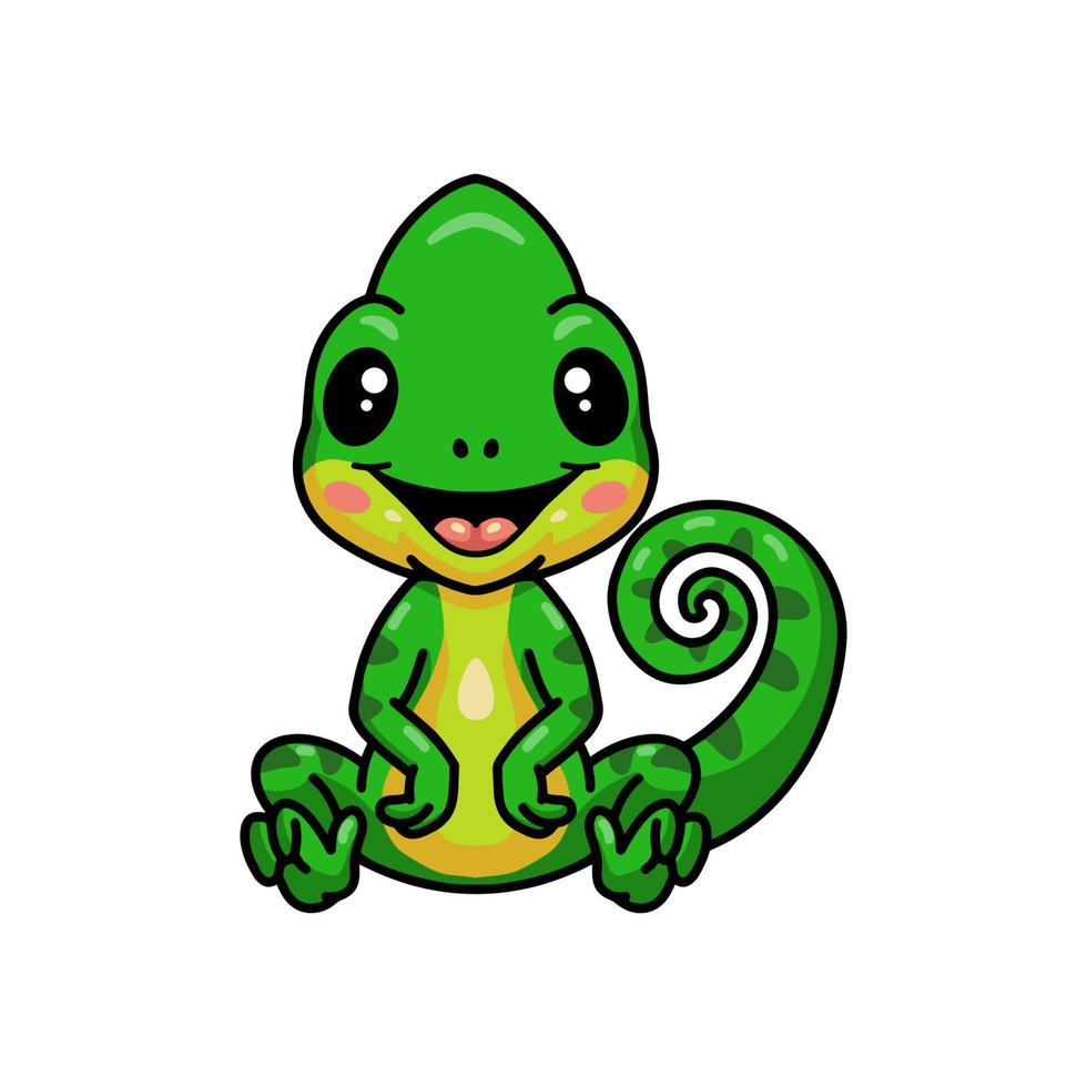 Cute little chameleon cartoon sitting vector