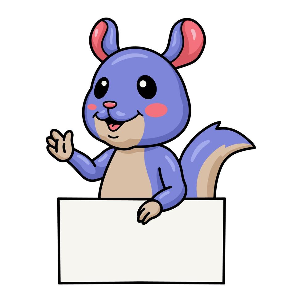 Cute little chinchilla cartoon with blank sign vector
