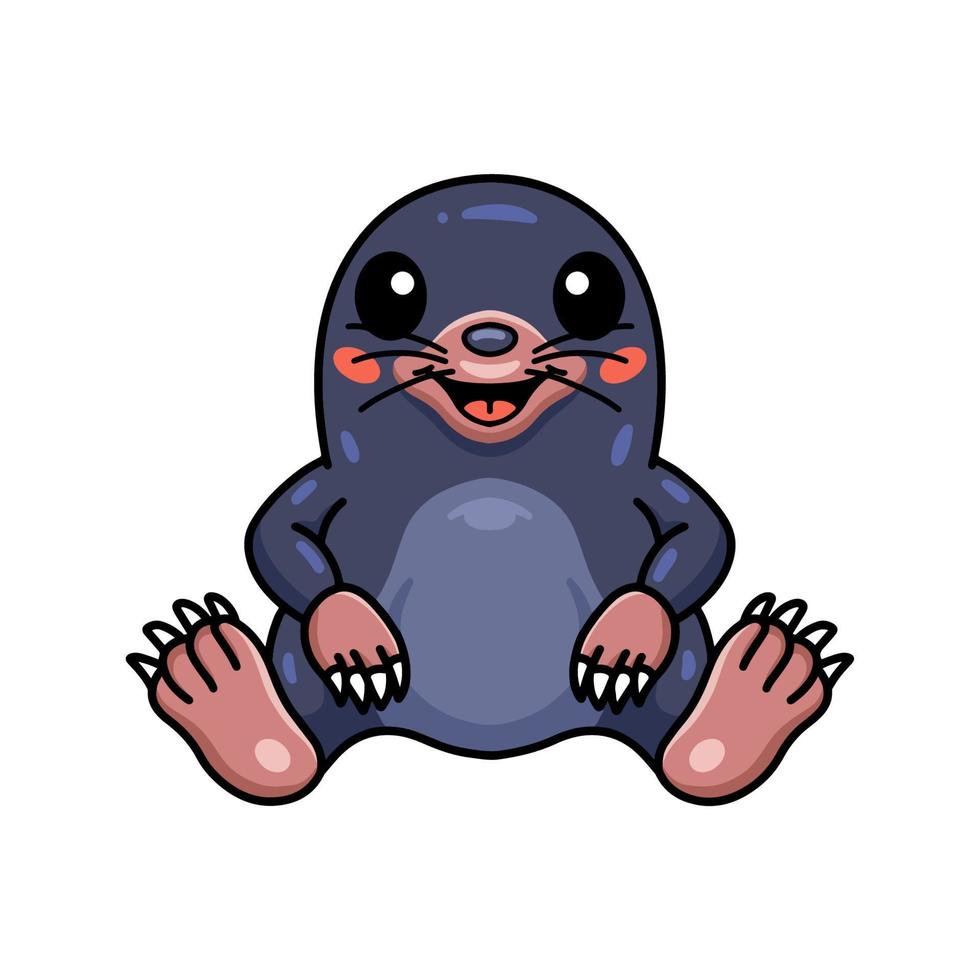 Cute little mole cartoon sitting vector