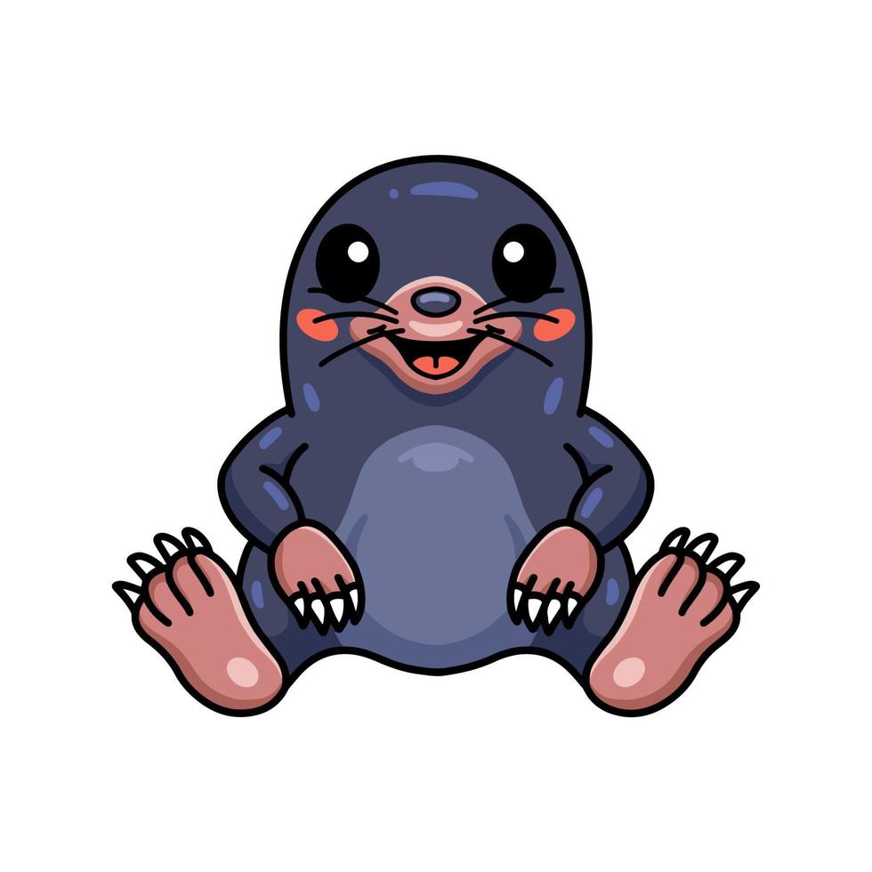 Cute little mole cartoon sitting vector