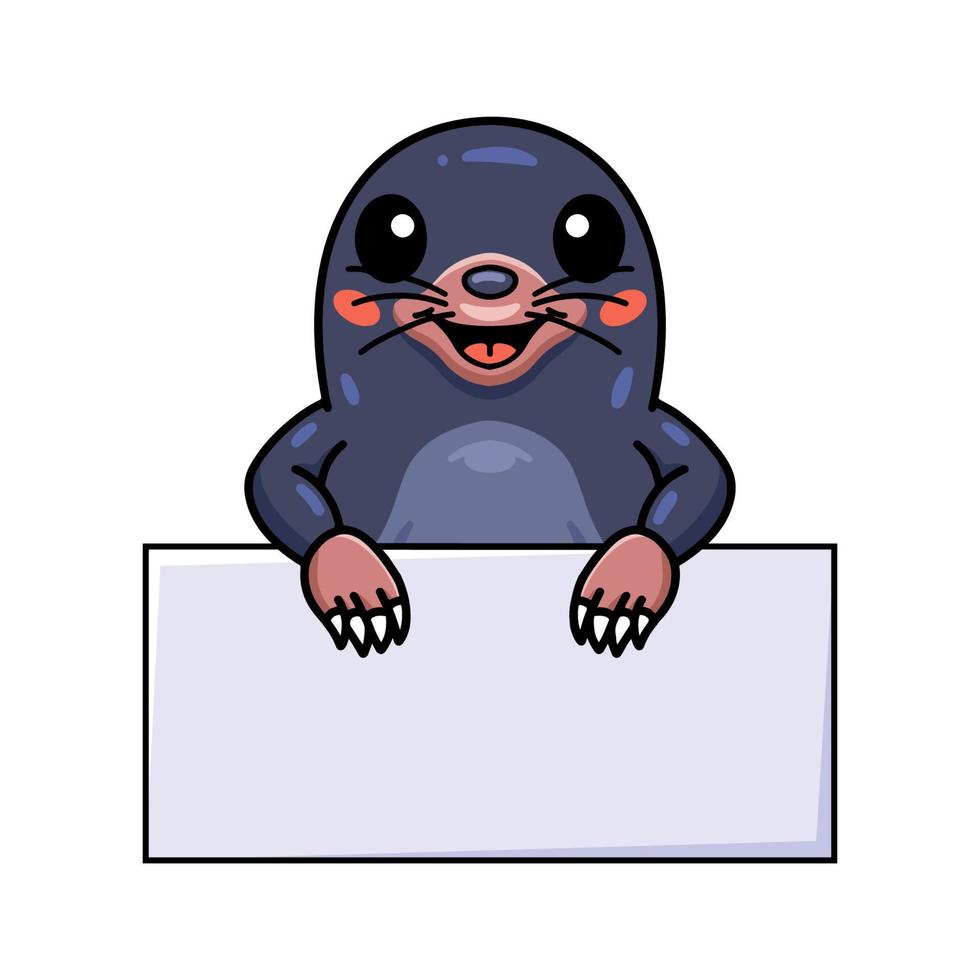 Cute little mole cartoon with blank sign vector