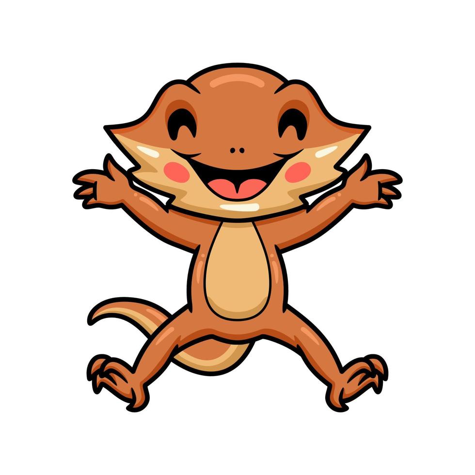 Cute little bearded dragon cartoon posing vector