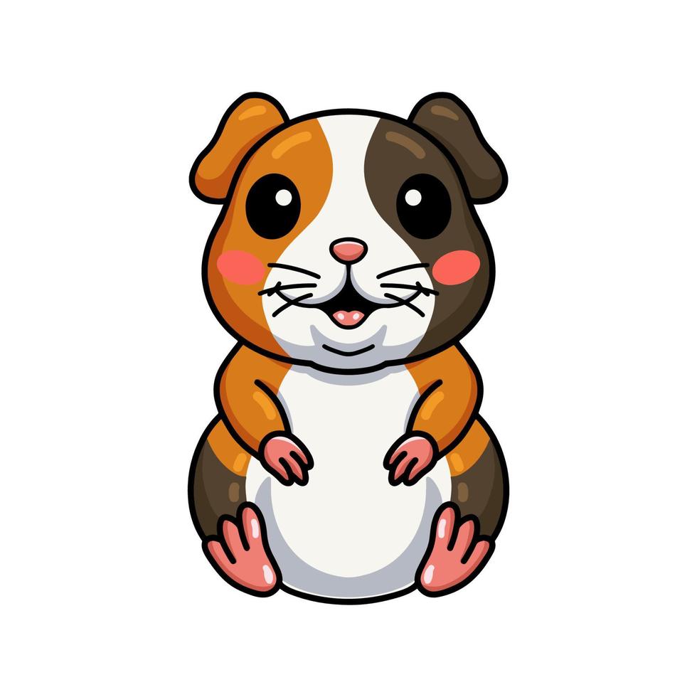 Cute little guinea pig cartoon sitting vector