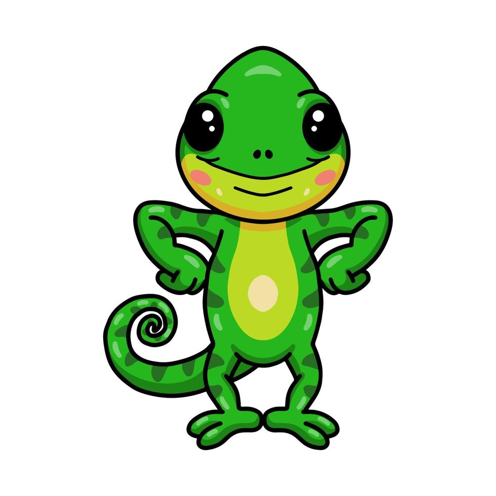 Cute little chameleon cartoon standing vector