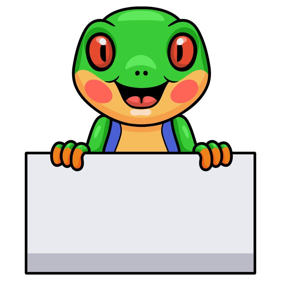 Cute little frog cartoon with blank sign vector