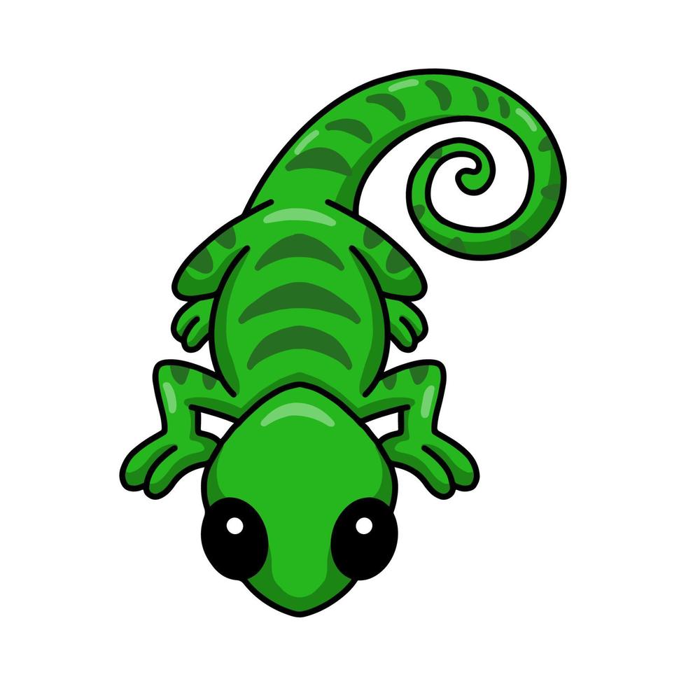 Cute little chameleon cartoon character vector