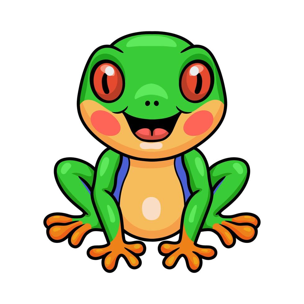 Cute little frog cartoon sitting vector