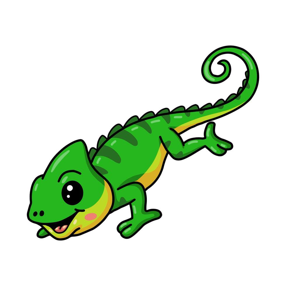 Cute little chameleon cartoon character vector