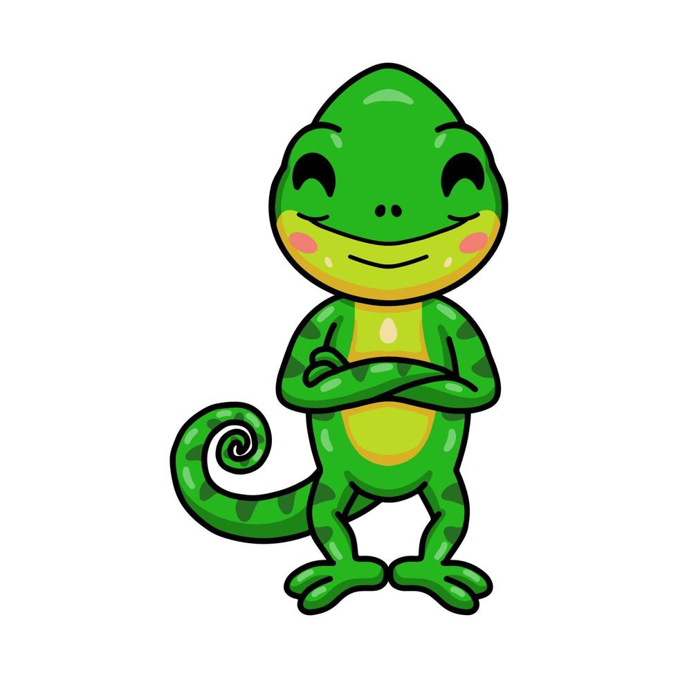 Cute little chameleon cartoon standing vector