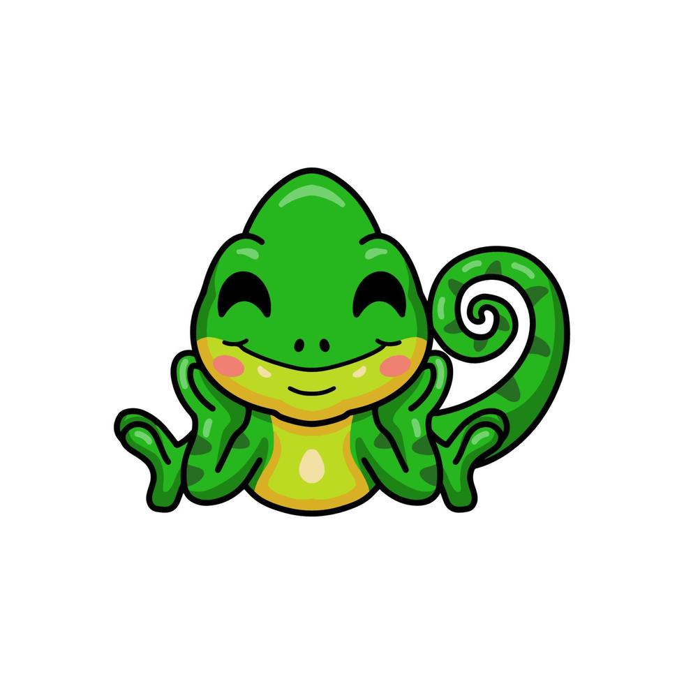 Cute little chameleon cartoon character vector