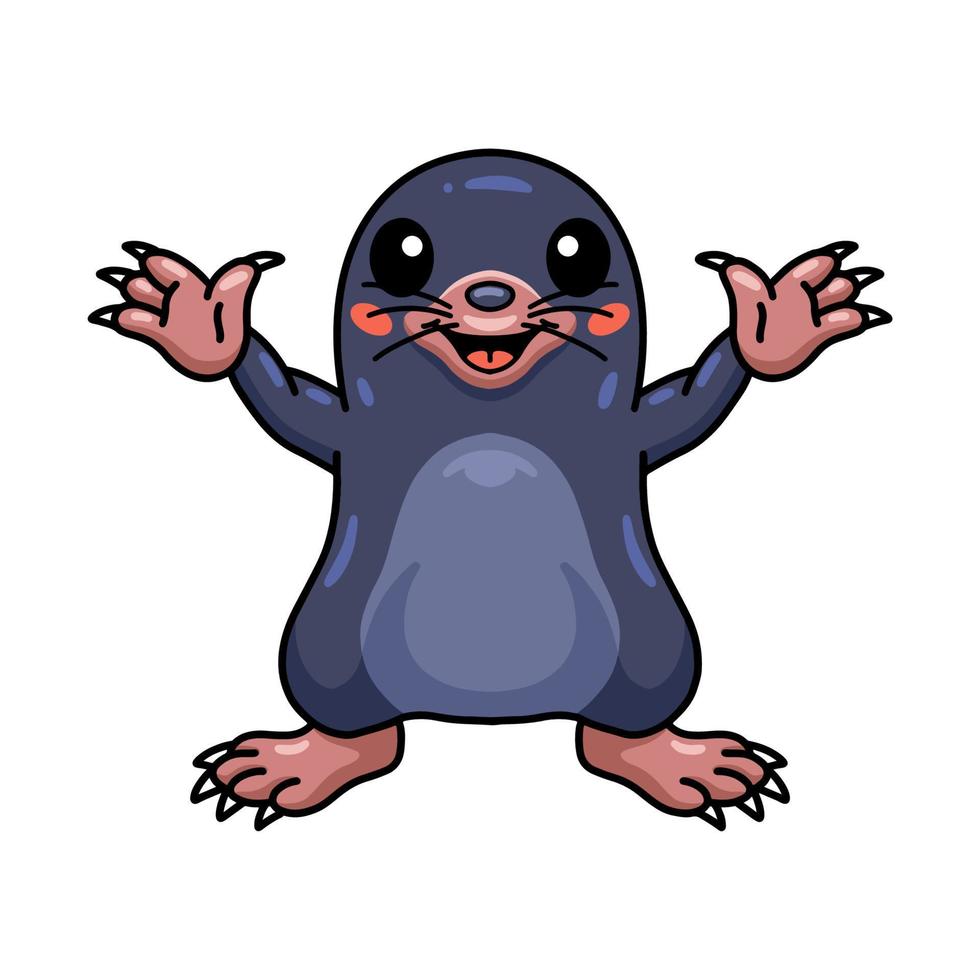 Cute little mole cartoon raising hands vector