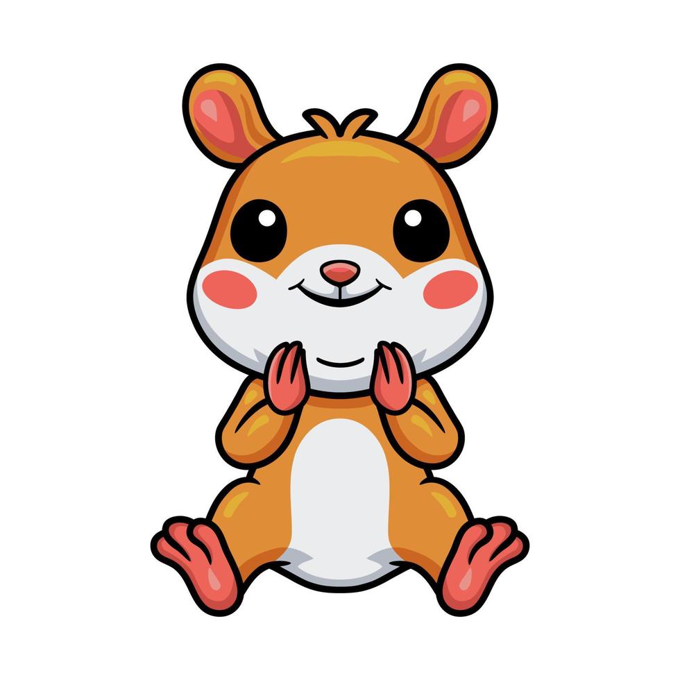 Cute little hamster cartoon sitting vector