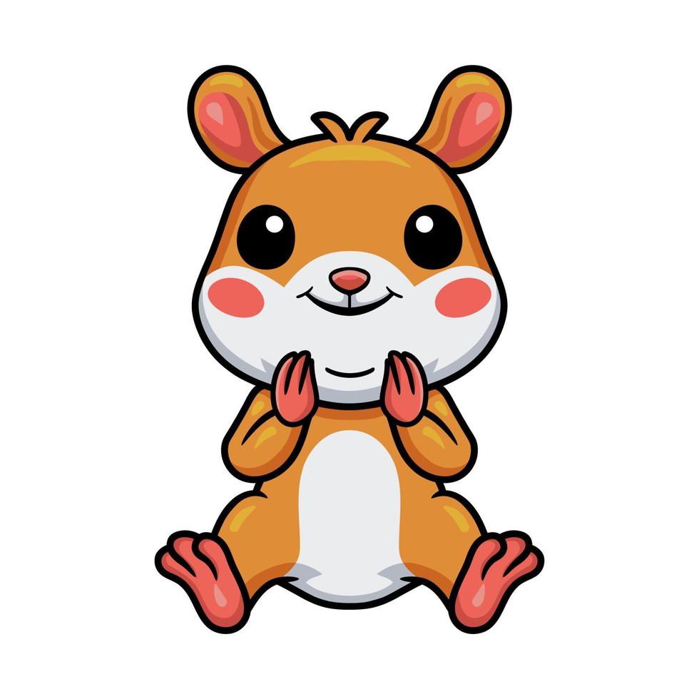 Cute little hamster cartoon sitting vector