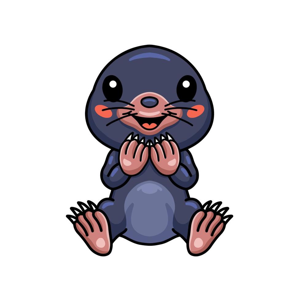 Cute little mole cartoon sitting vector