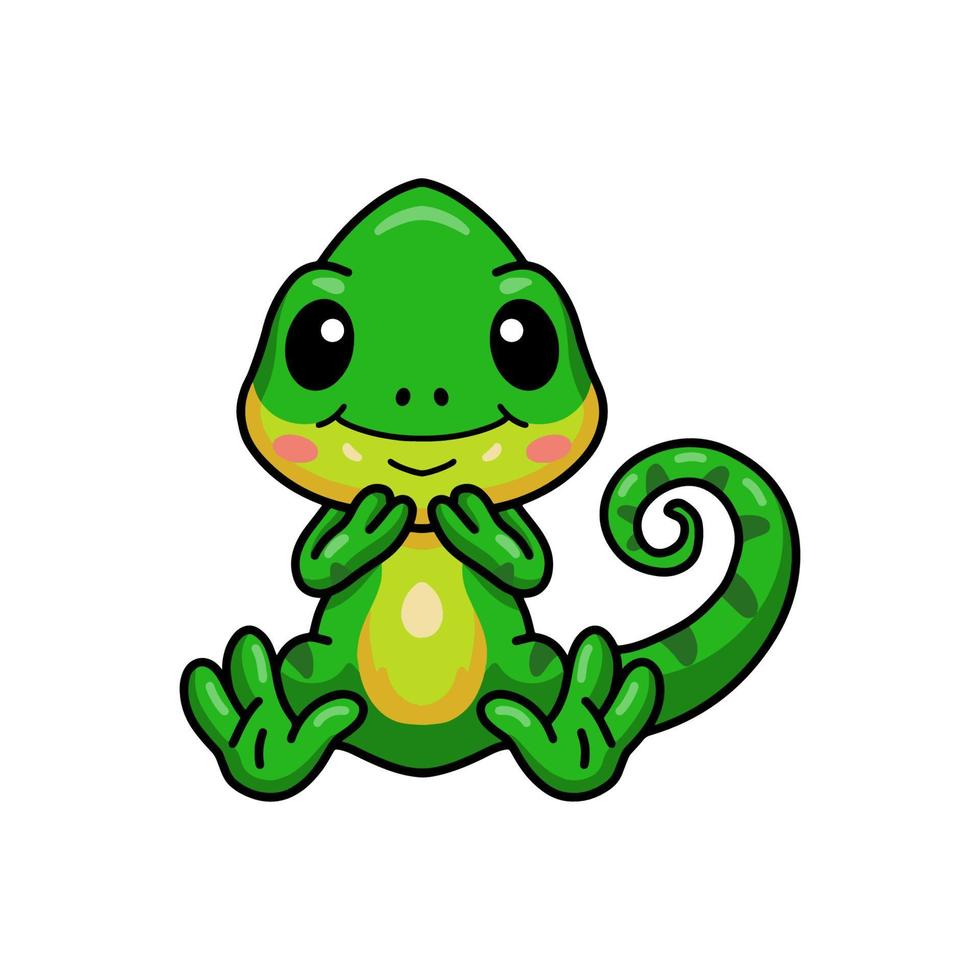 Cute little chameleon cartoon sitting vector