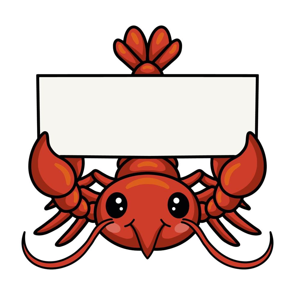 Cute little lobster cartoon with blank sign vector