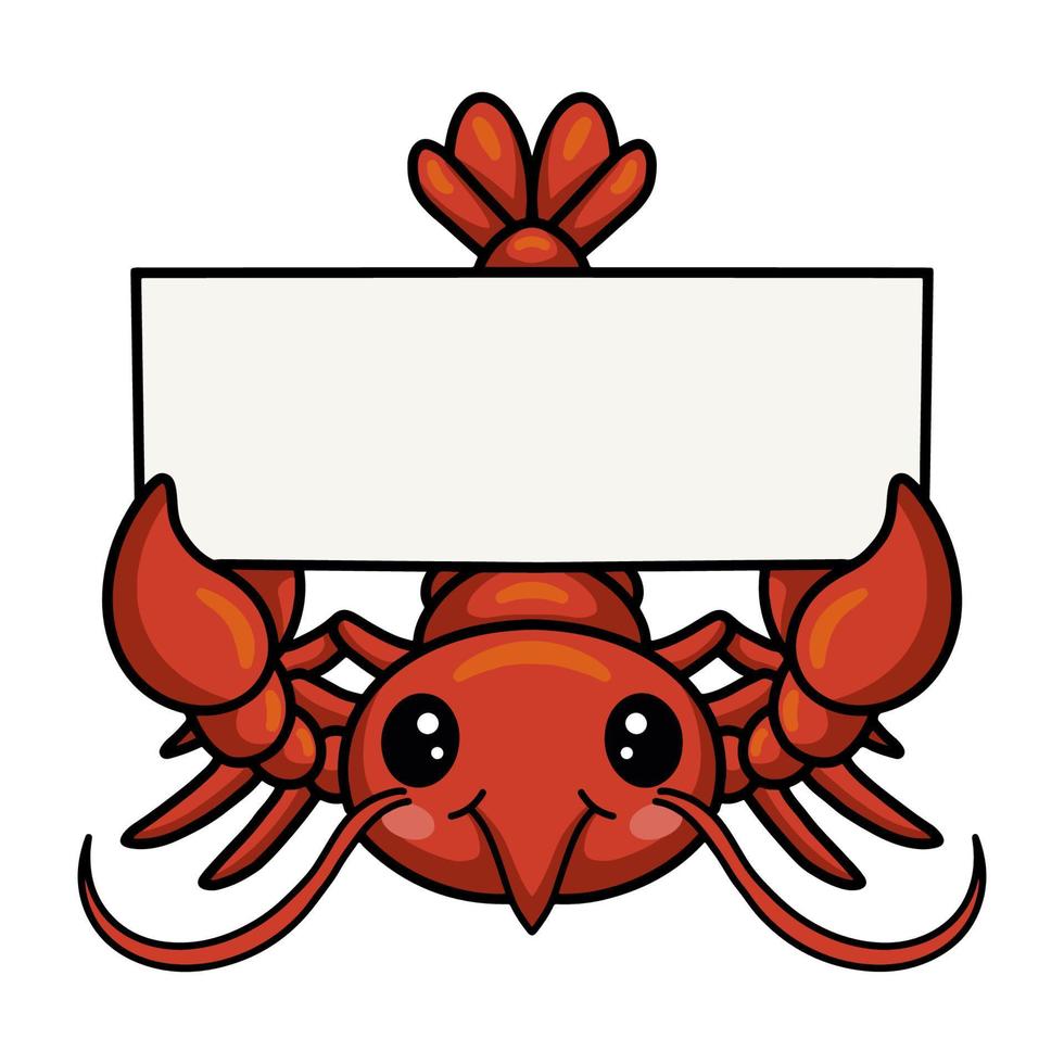 Cute little lobster cartoon with blank sign vector