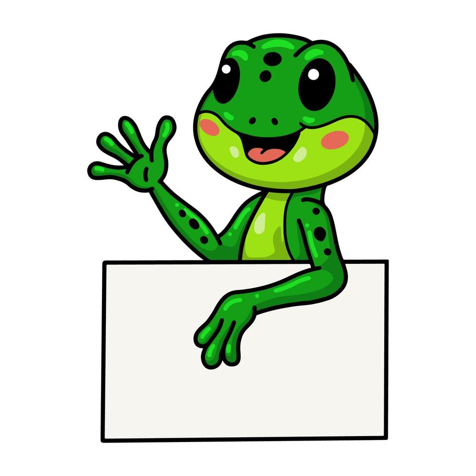 Cute little frog cartoon with blank sign vector