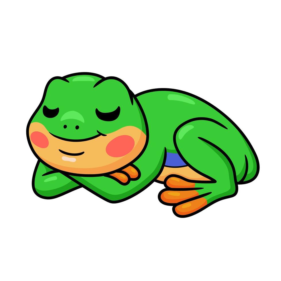 Cute little frog cartoon sleeping vector
