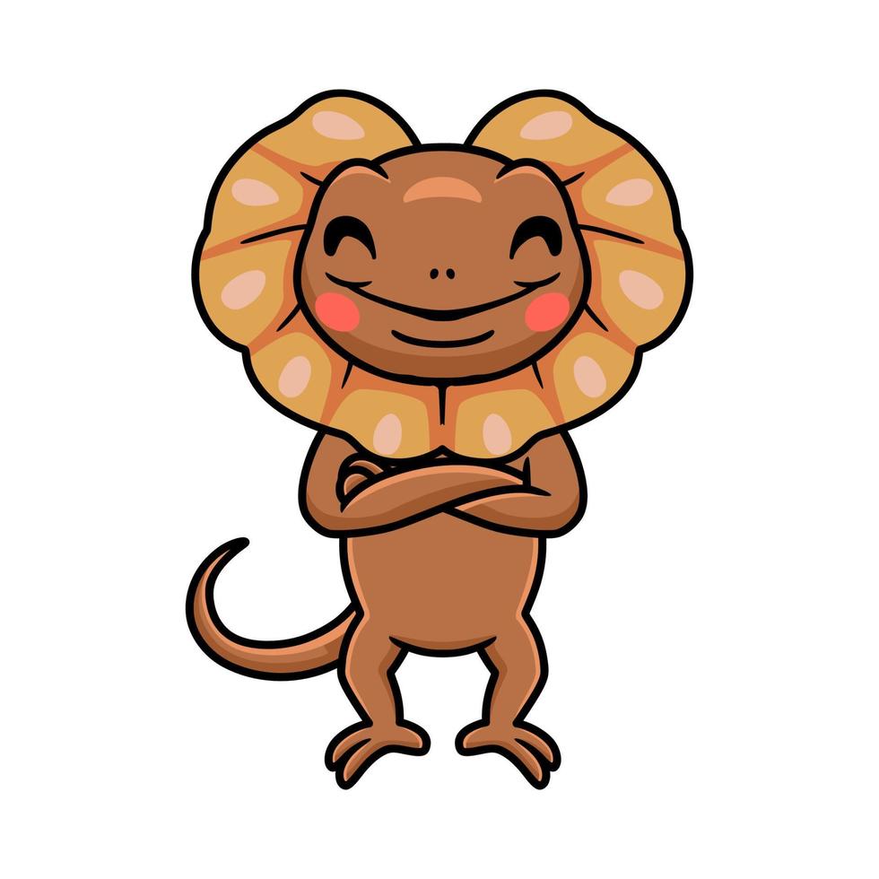 Cute little frilled lizard cartoon standing vector