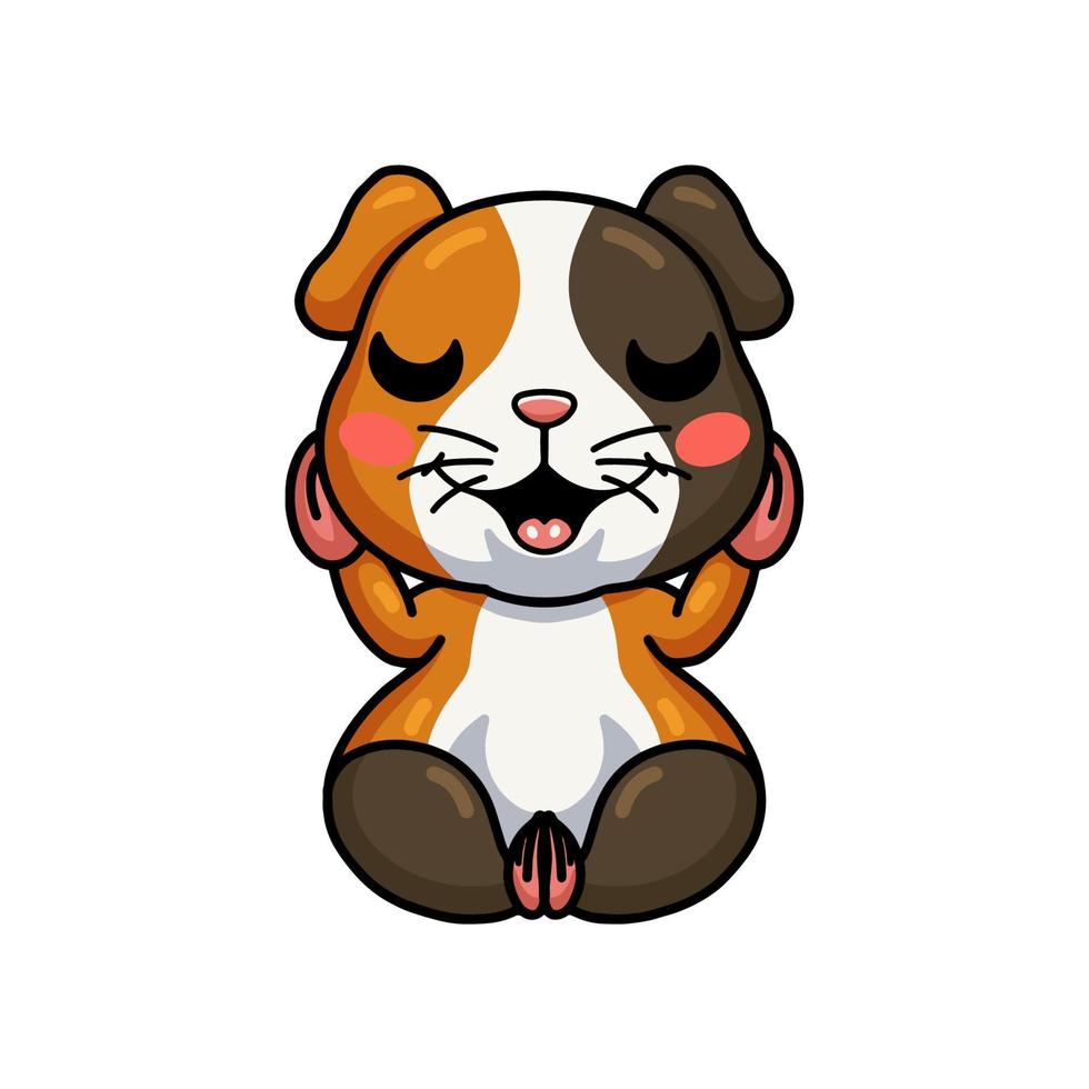 Cute little guinea pig cartoon sitting vector