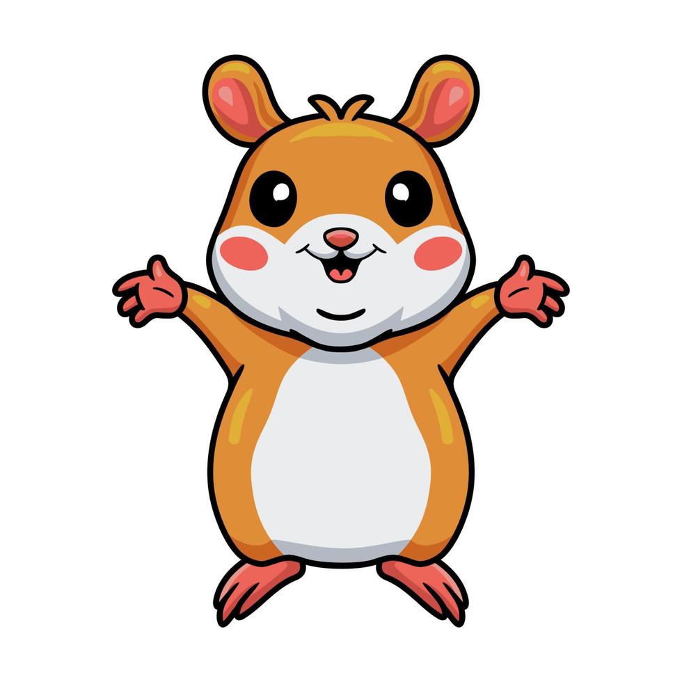 Cute little hamster cartoon raising hands vector