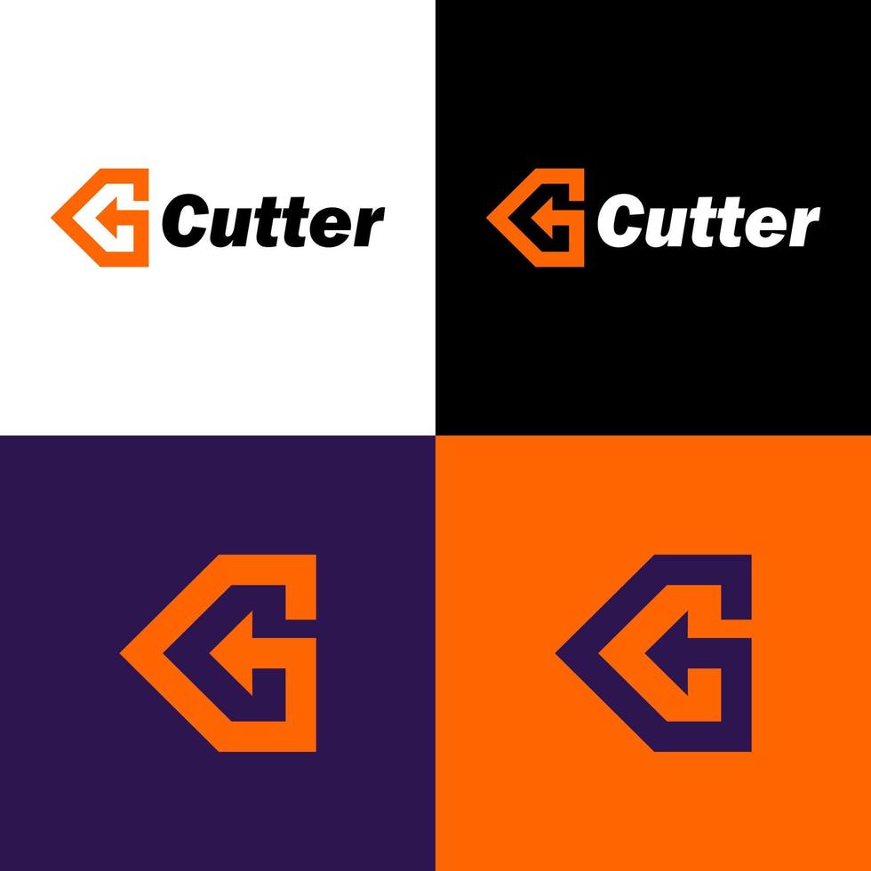 el logotipo de la letra c tiene forma de flecha. vector