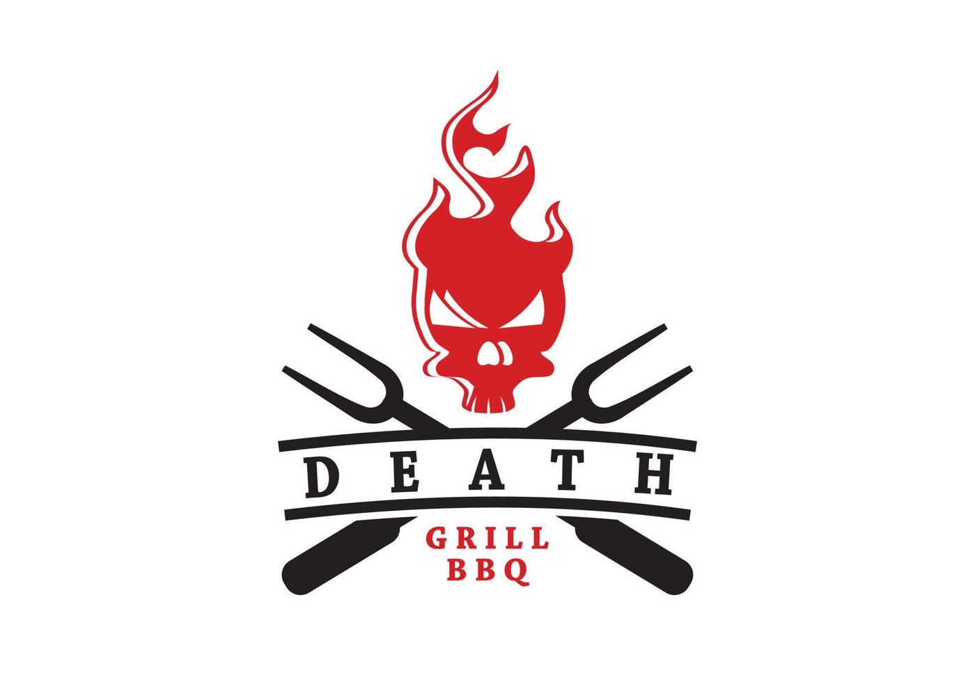 logotipo de calavera de fuego, adecuado para marcas de barbacoa, cafeterías, restaurantes y otros. vector