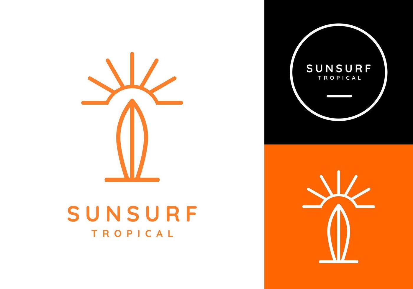 logotipo de sol, perfecto para tiendas de surf y más. vector