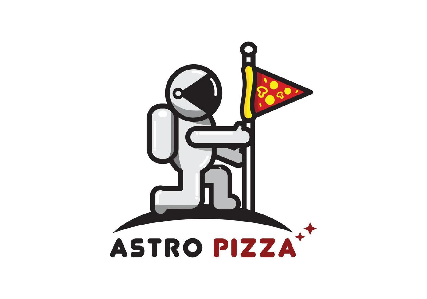 logotipo de pequeño astronauta, adecuado para marcas de comida de pizza, restaurantes, cafés y otros. vector