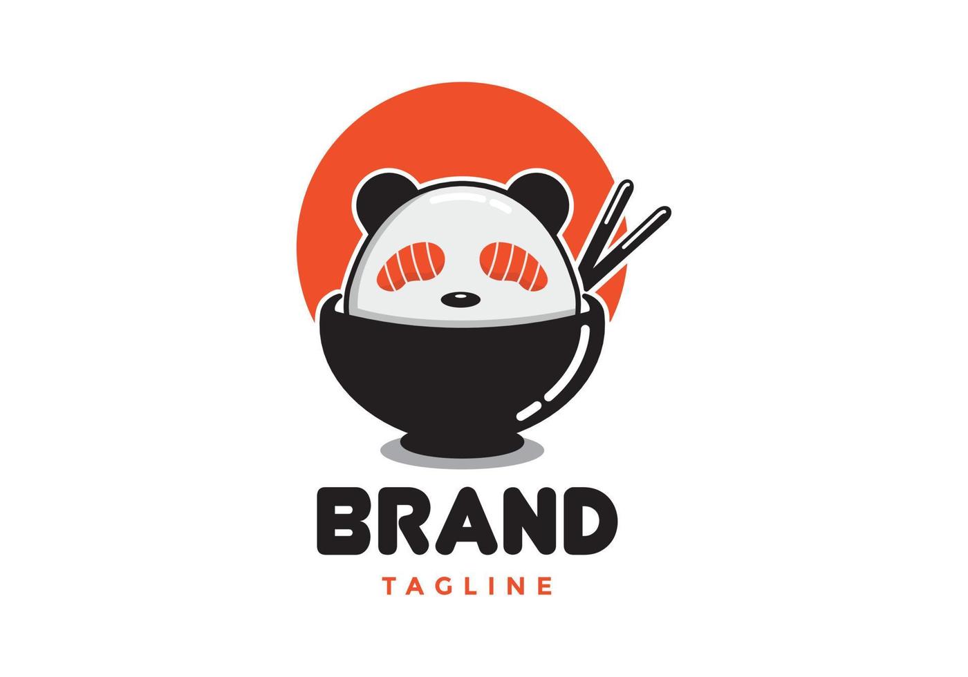 logotipo de panda pequeño, adecuado para marcas de comida de sushi, restaurantes, cafés y otros. vector