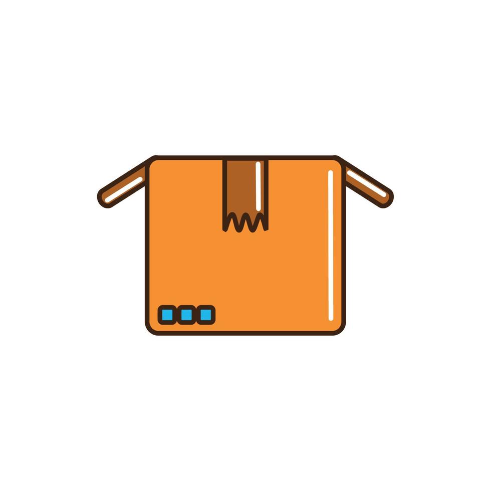 open cardboard box cargo delivery line and fill vector