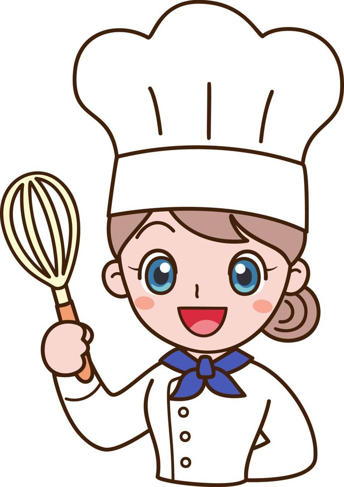 Female Chef Holding an Egg Beater vector