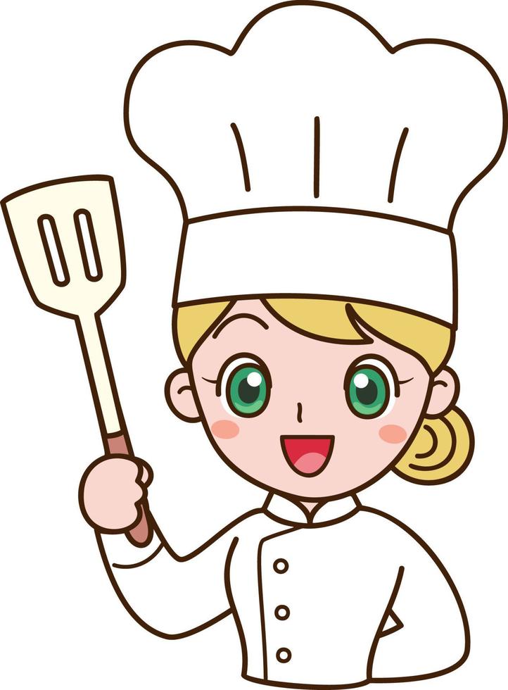 Female Chef Holding a  Spatula vector