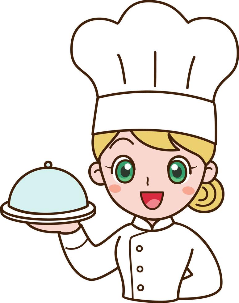 Cute Chef Serving a Plate vector