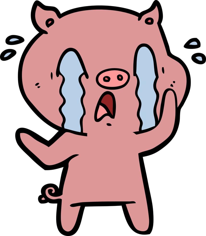 Cartoon crying pig vector