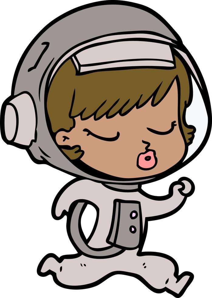 caricatura, astronauta, niña, ambulante vector